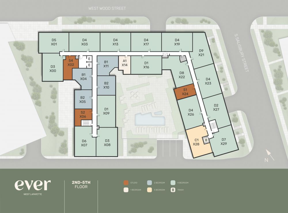 Ever West Lafayette sitemap floor 2-5